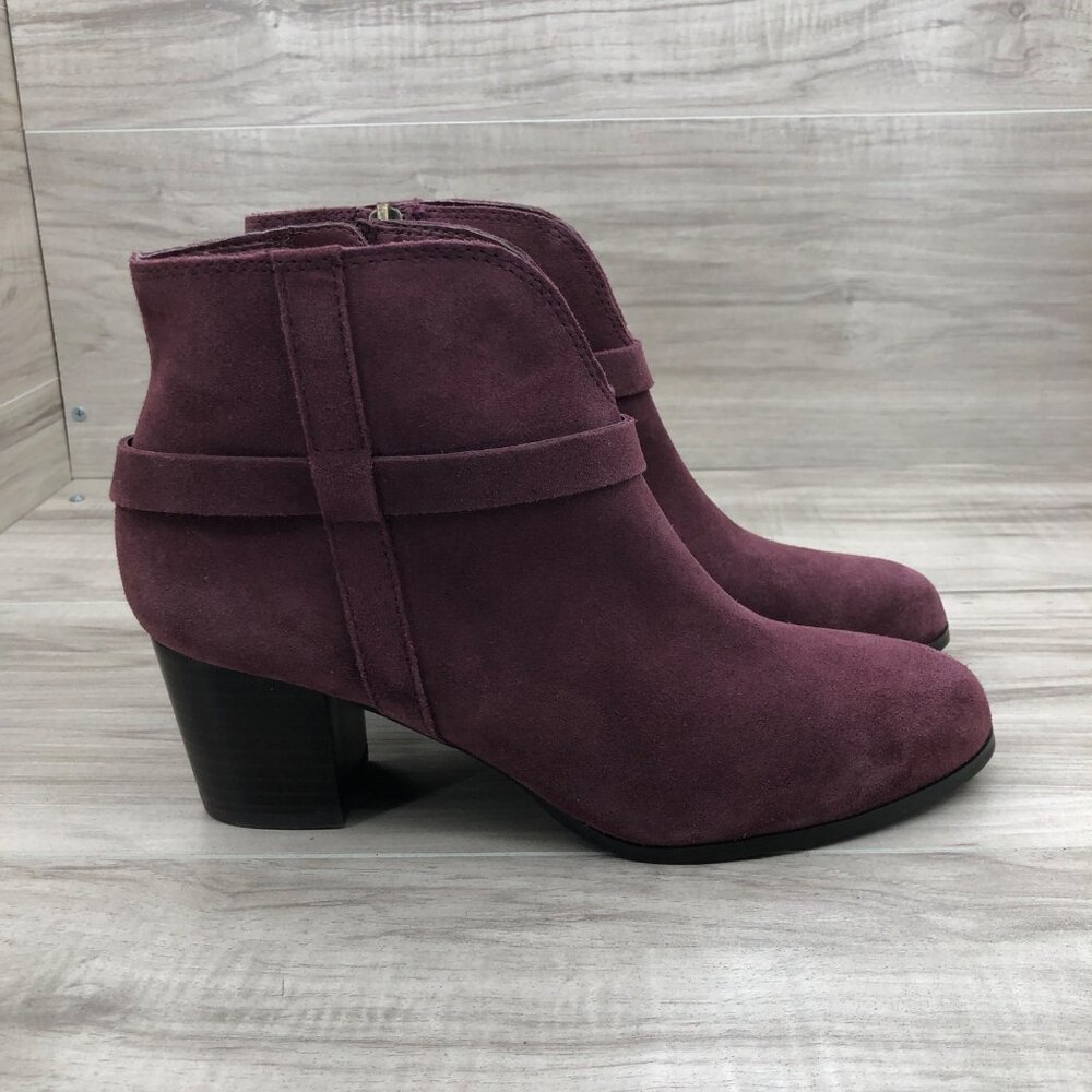 Mia Ankle Boots Womens 9M Burgundy Suede Zip Booties